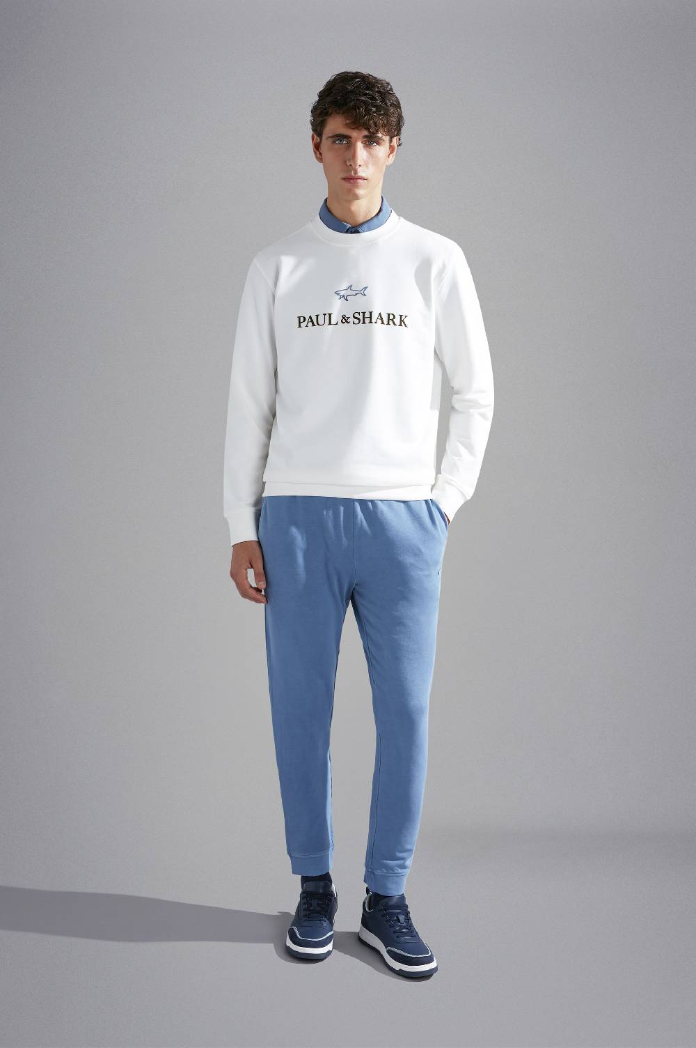Paul & Shark Pantaloni sportivi in cotone stretch tinto capo Paul & Shark Vendite Flash