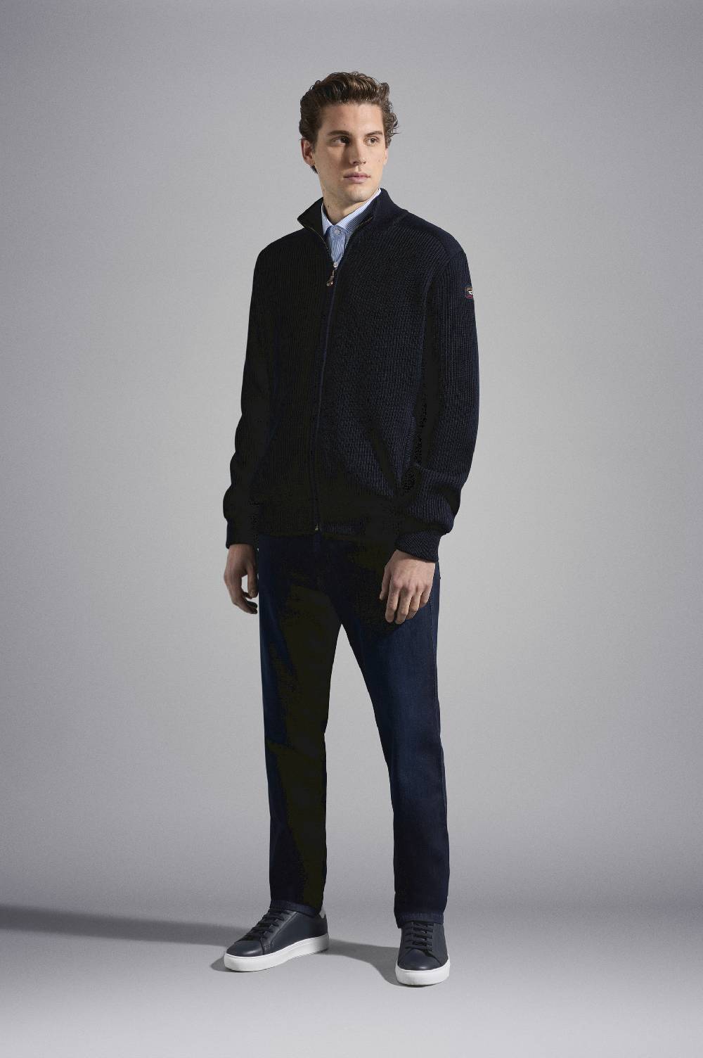 Paul & Shark Cardigan in lana con zip e badge iconico Paul & Shark Presa