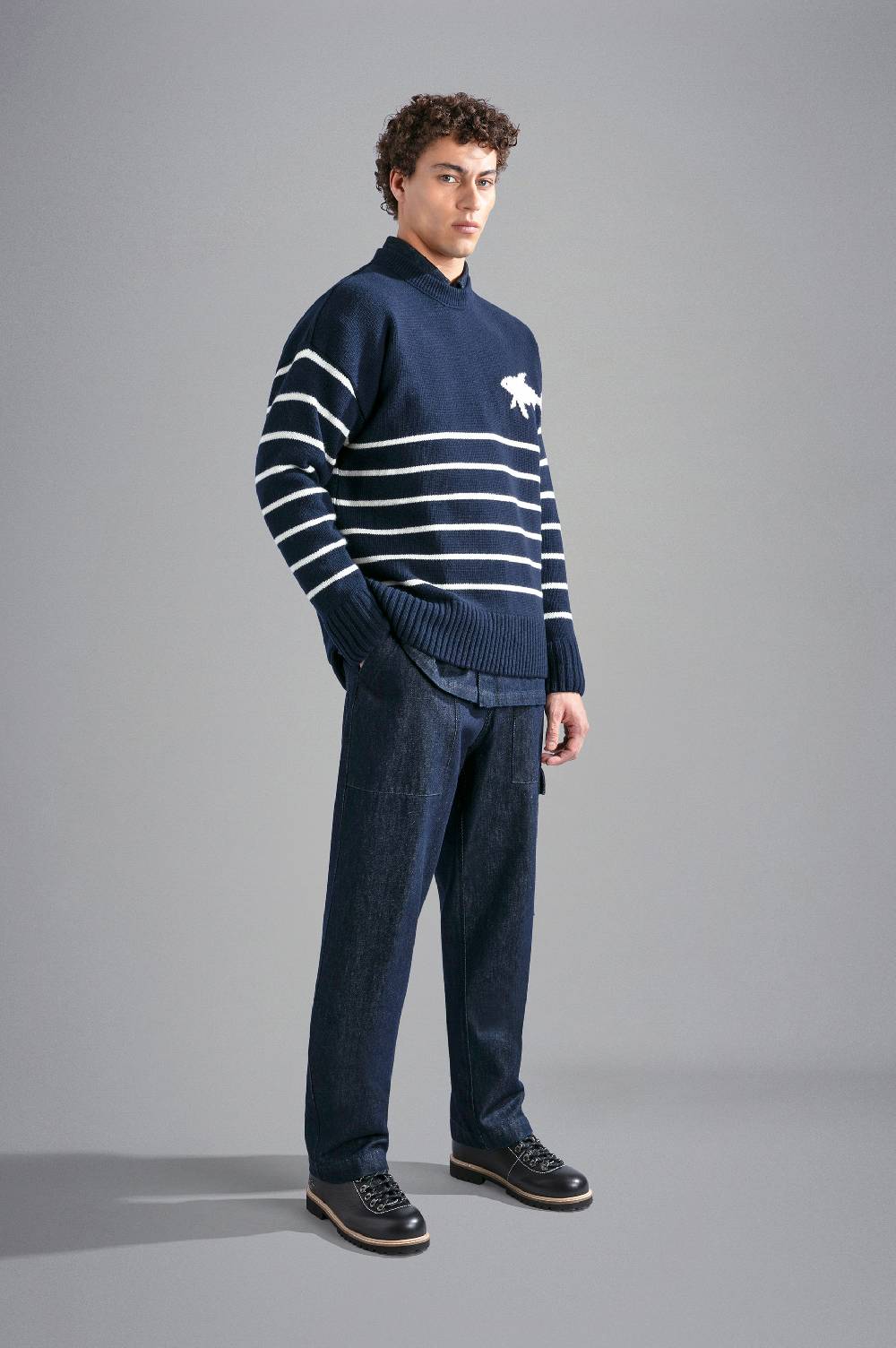 Paul & Shark Maglia in Re-Wool con intarsio Shark Paul & Shark In Vendita