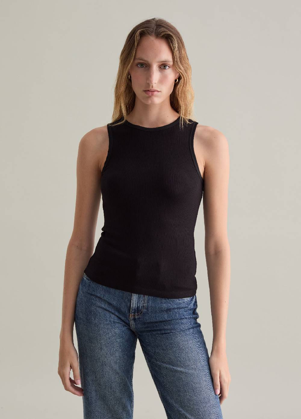 PIOMBO Tank top in viscosa stretch a costine In Vendita