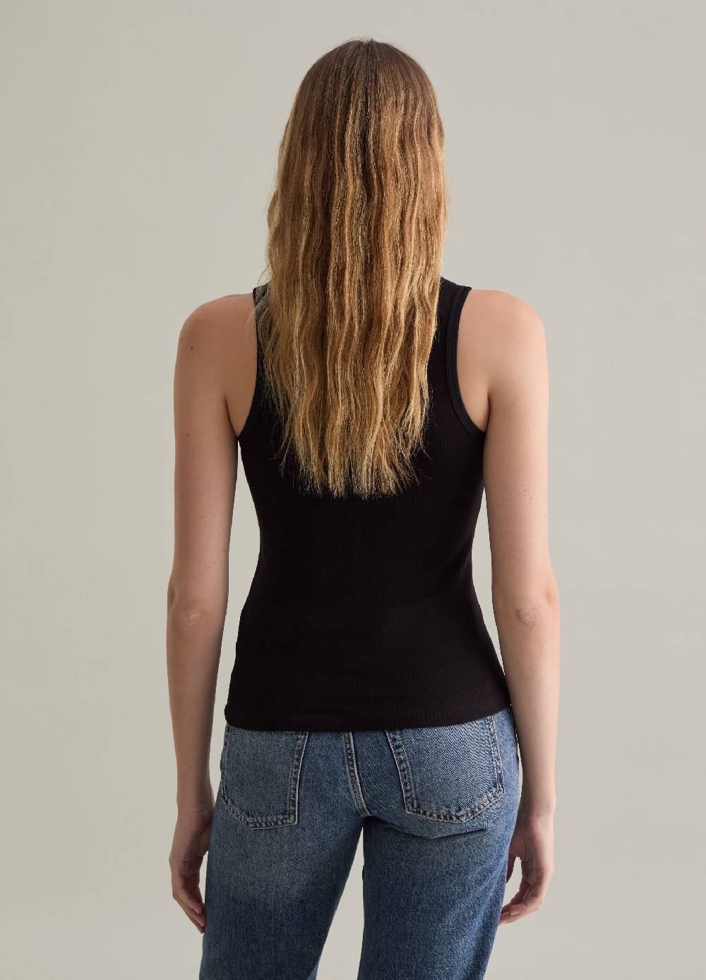 PIOMBO Tank top in viscosa stretch a costine In Vendita