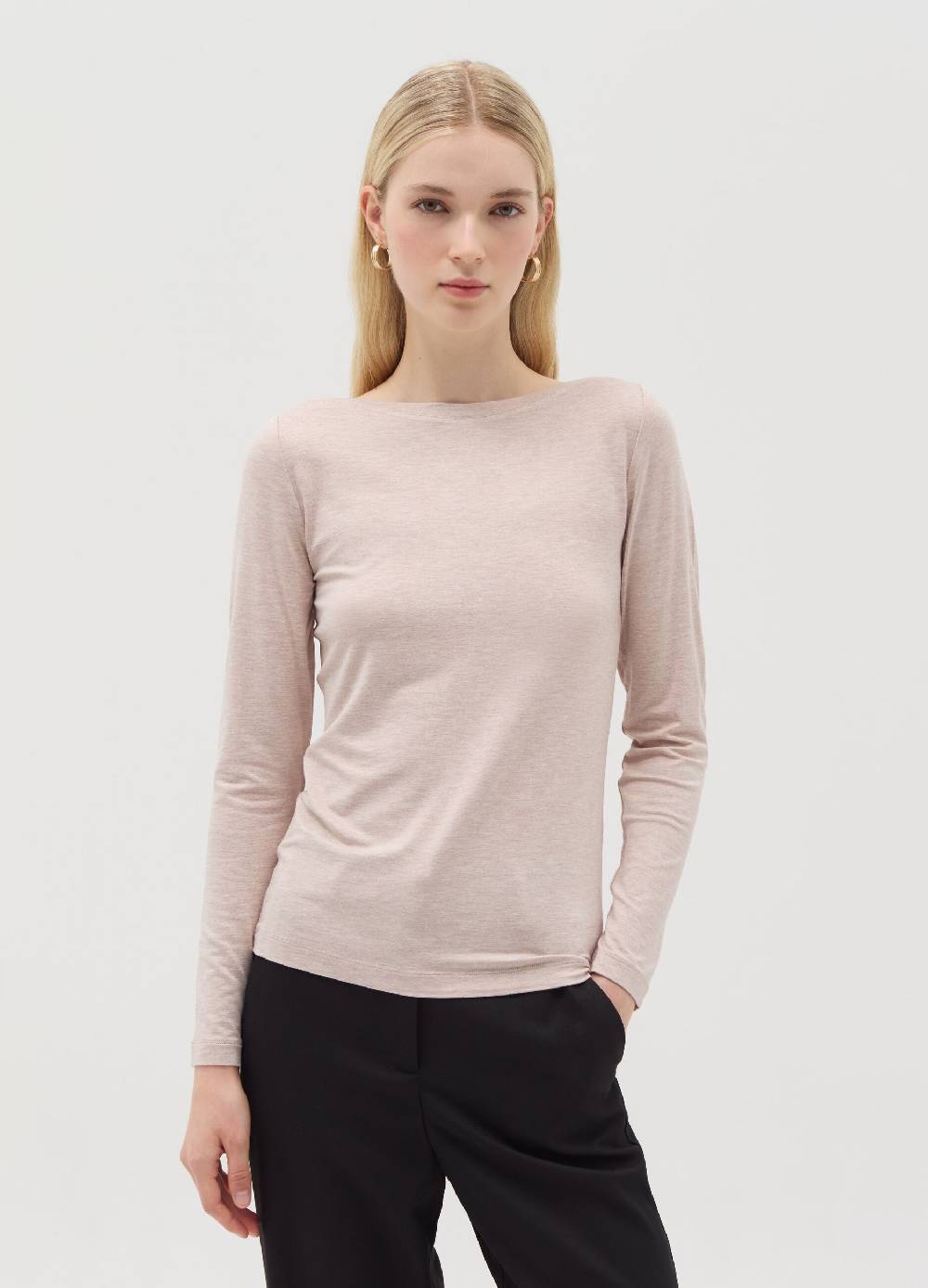OVS T-shirt in viscosa stretch con scollo a barca Vendita Economica