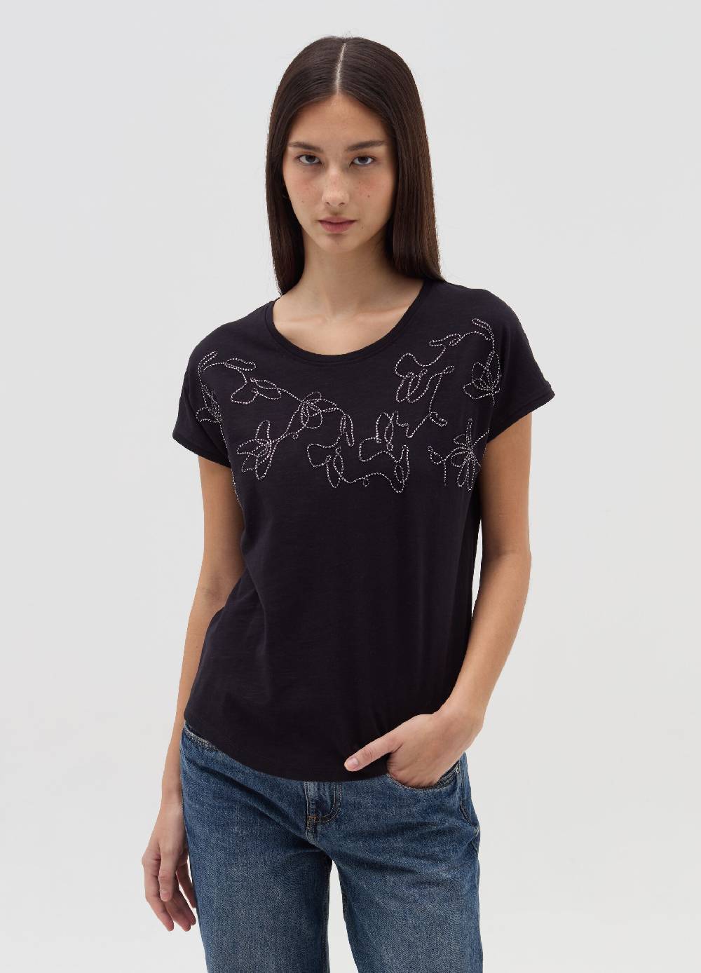 OVS T-shirt con ricamo floreale Fino Al -60%