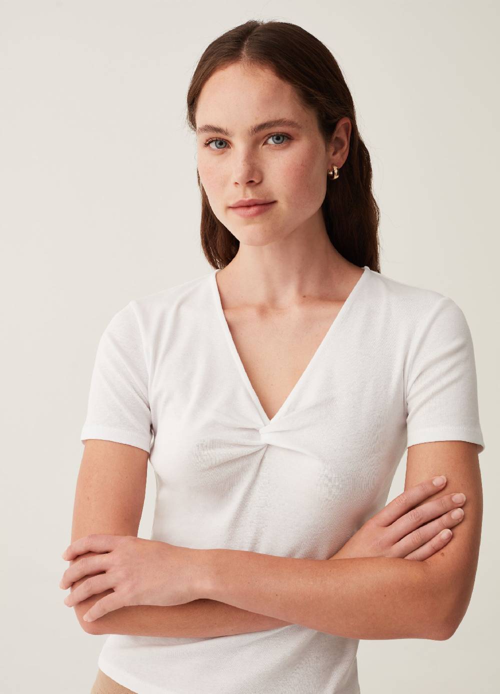 OVS T-shirt con scollo a V e nodo Economico