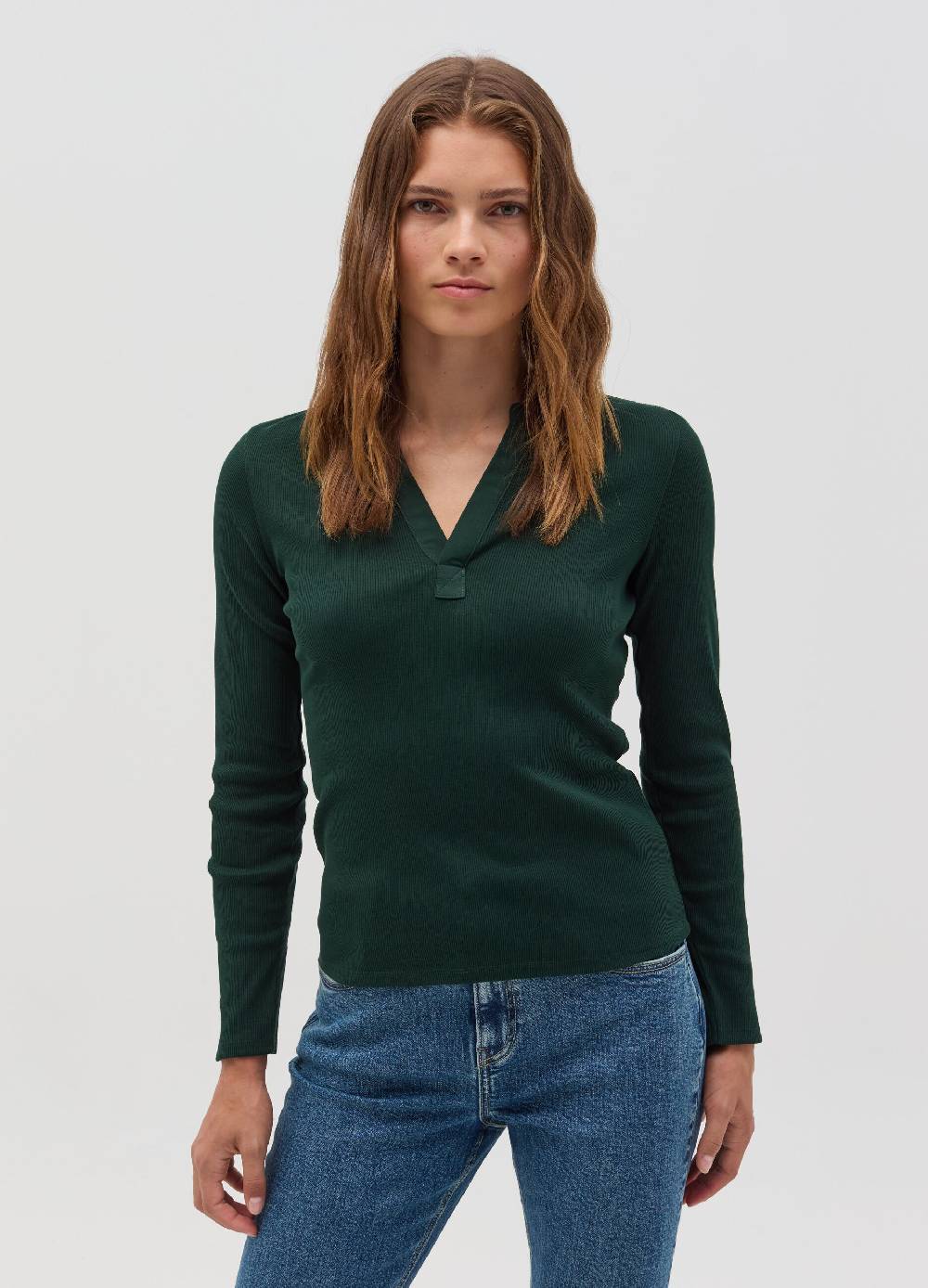 OVS T-shirt a costine sottili con scollo a V Vendita Calda