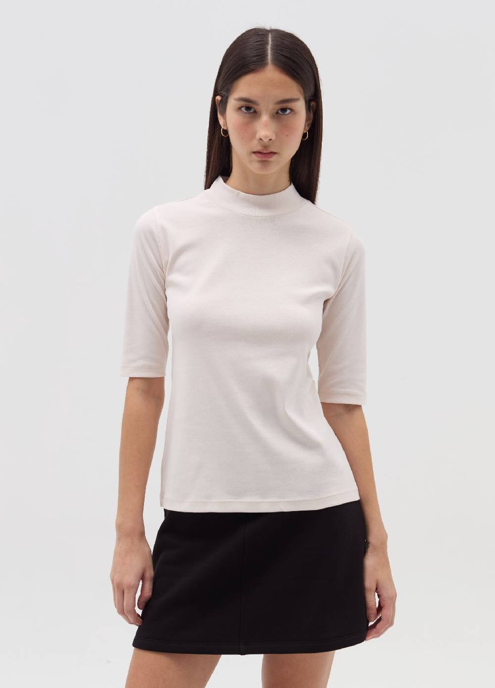 OVS T-shirt mock neck con maniche al gomito Saldi Di Fabbrica