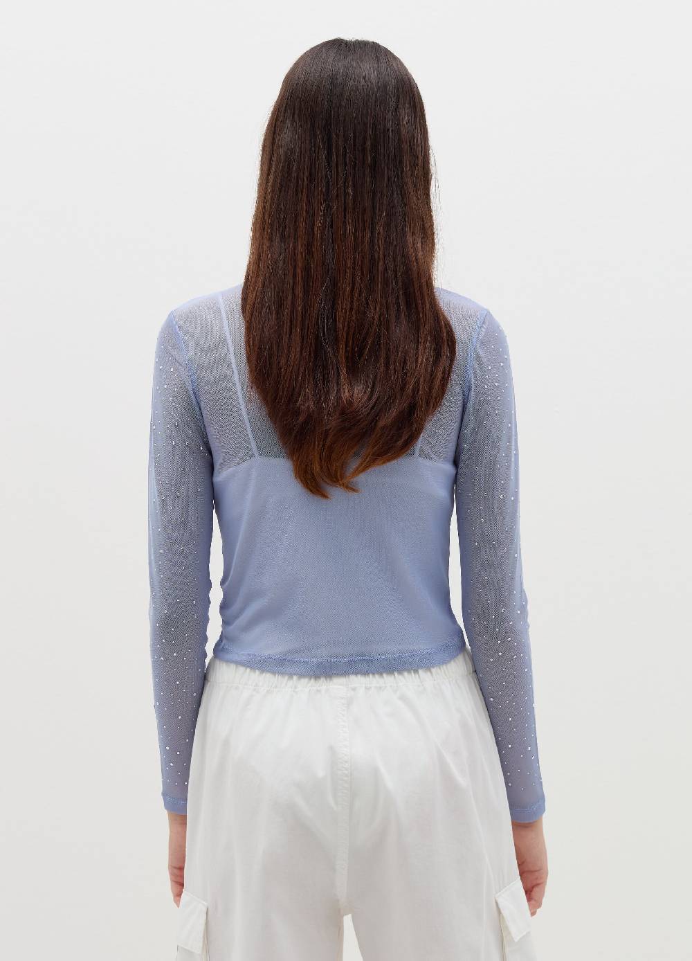 B. ANGEL T-shirt in mesh con strass all-over Vendite Flash