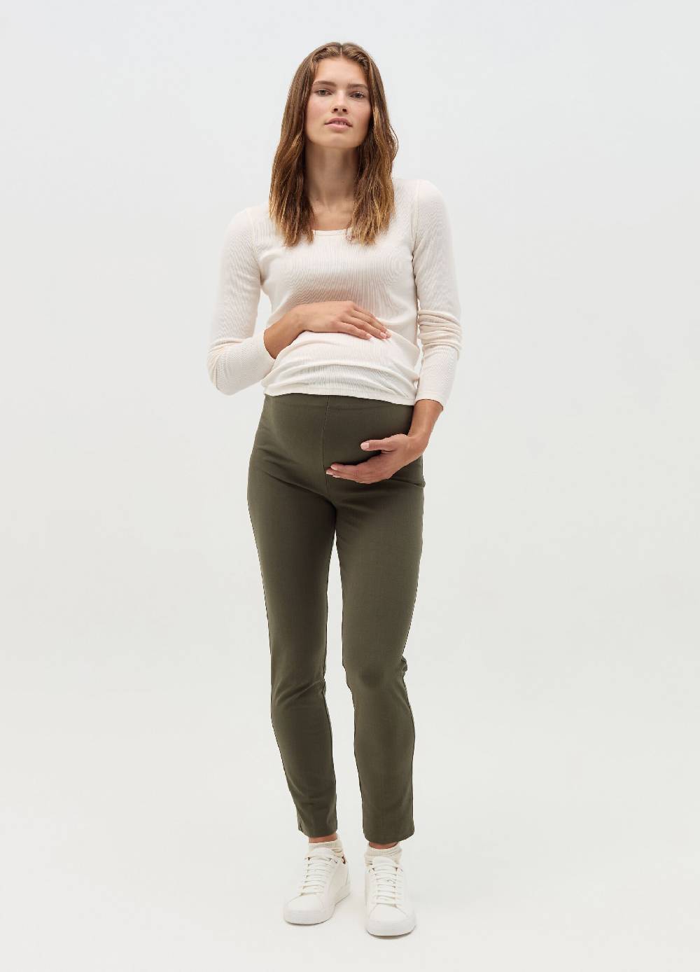 NICOL CARAMEL T-shirt premaman a costine con maniche lunghe