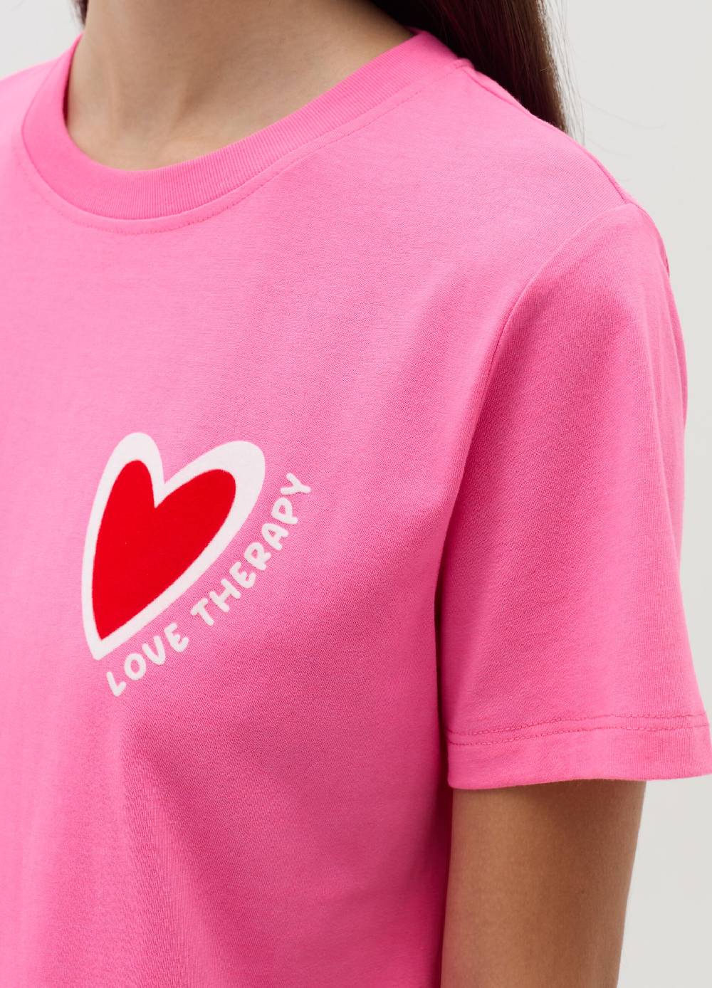 LOVE THERAPY T-shirt con stampa cuore Vendita Calda