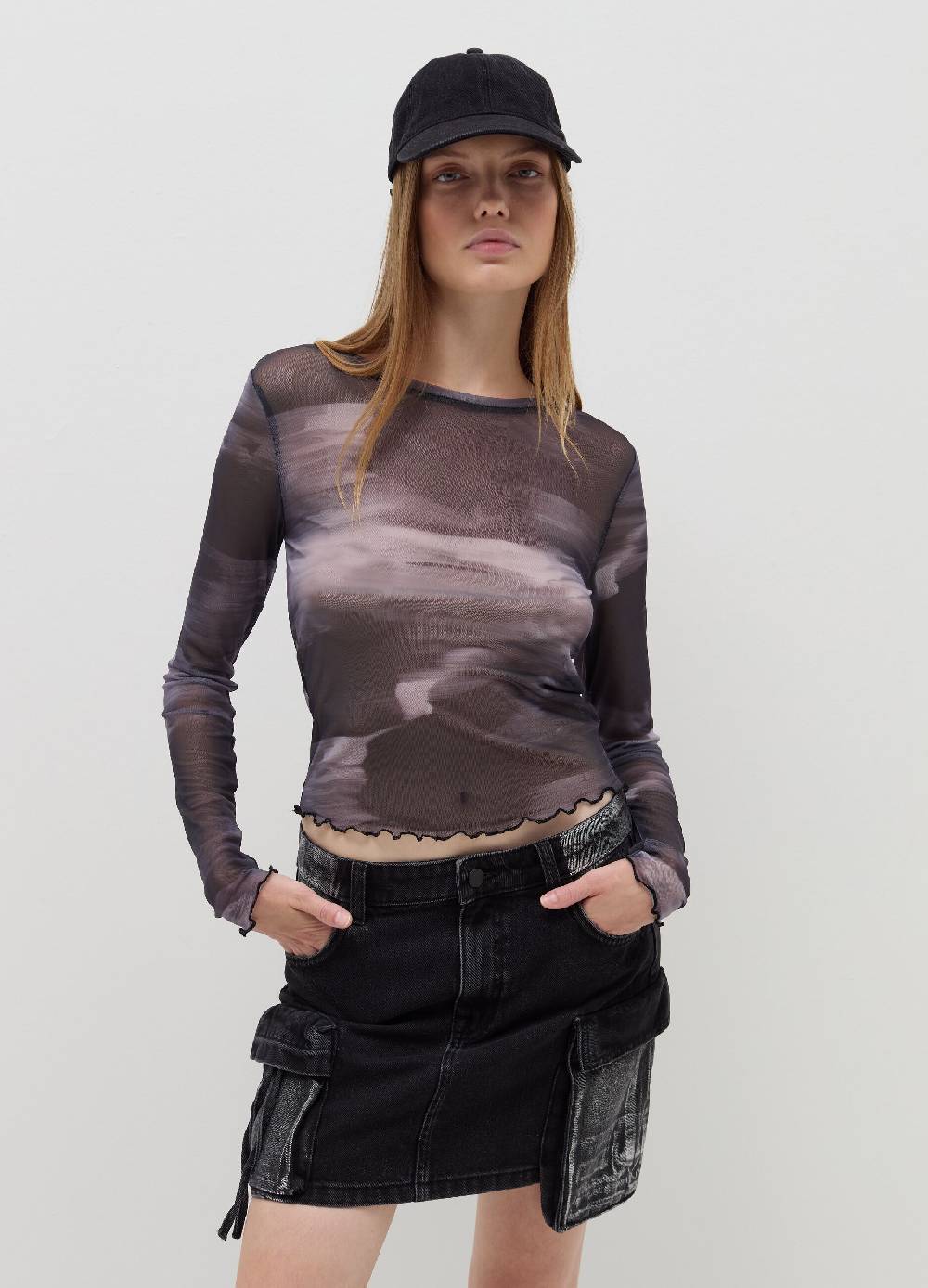 B. ANGEL T-shirt a maniche lunghe in mesh Saldi Di Fabbrica