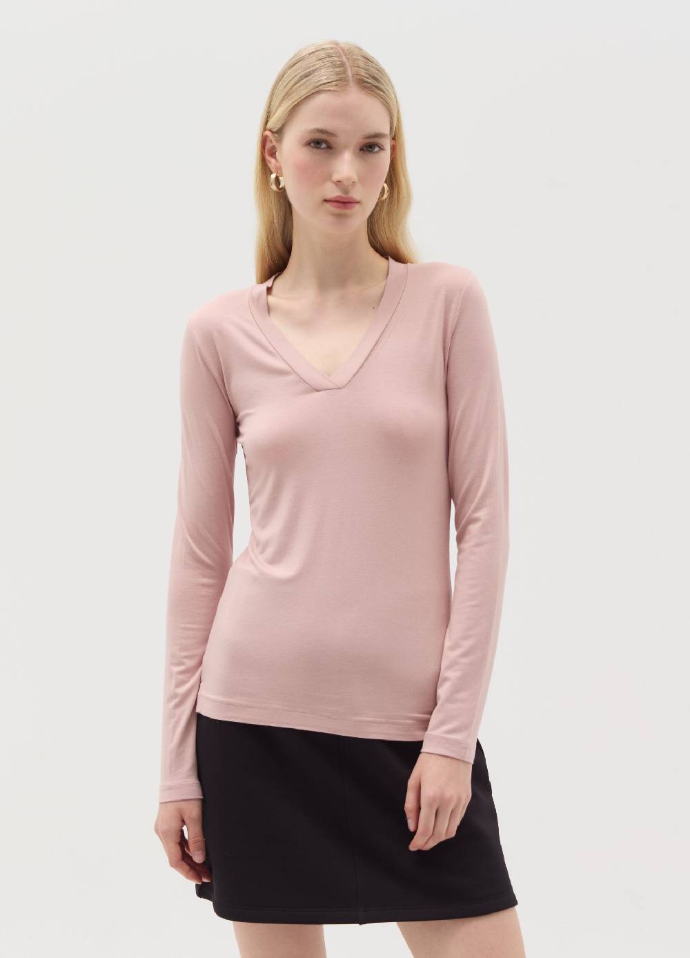 OVS T-shirt in viscosa stretch con scollo a V Vendite Flash