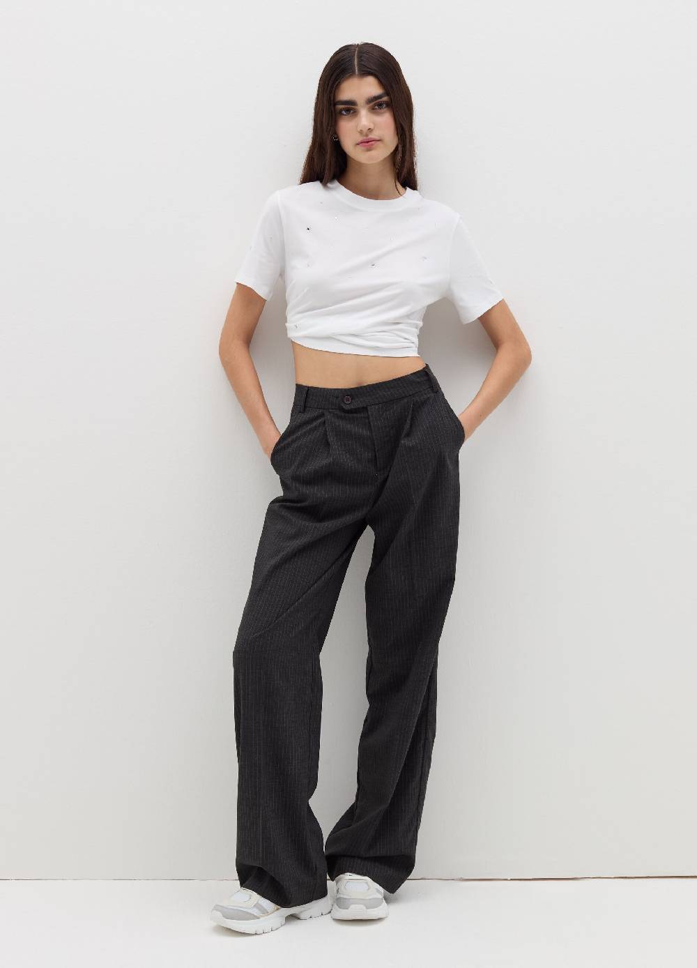 B. ANGEL T-shirt in cotone con strass