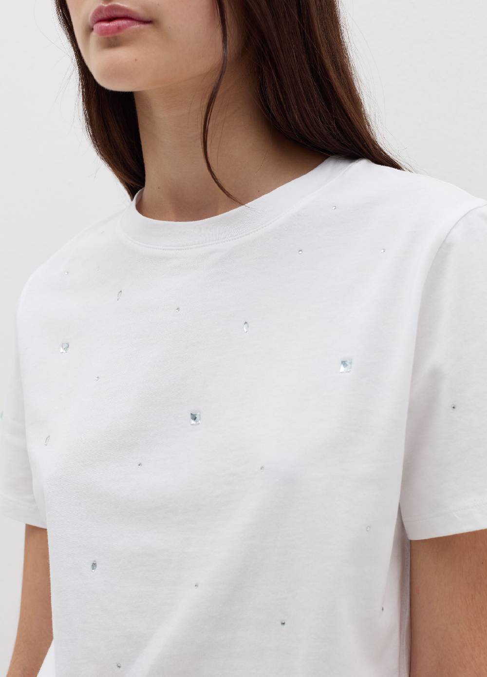 B. ANGEL T-shirt in cotone con strass Consegna Veloce
