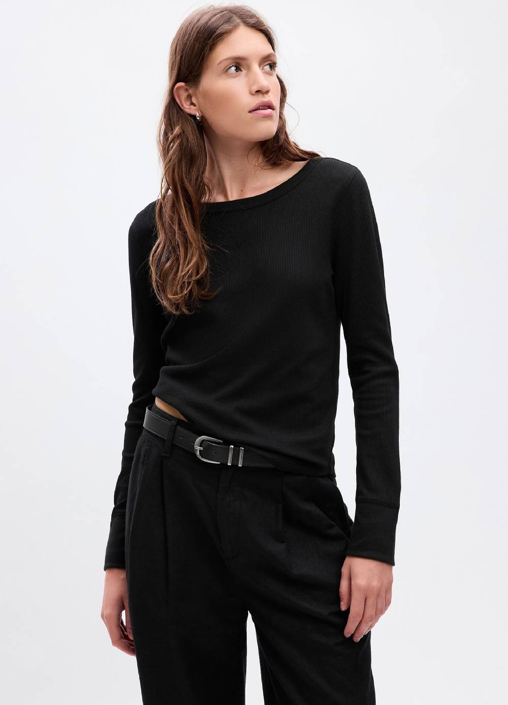 GAP T-shirt con micro trama waffle a maniche lunghe