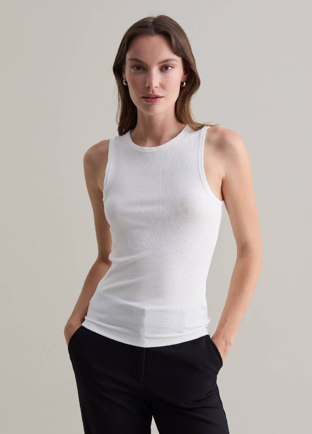 PIOMBO Tank top in viscosa stretch a costine Novità