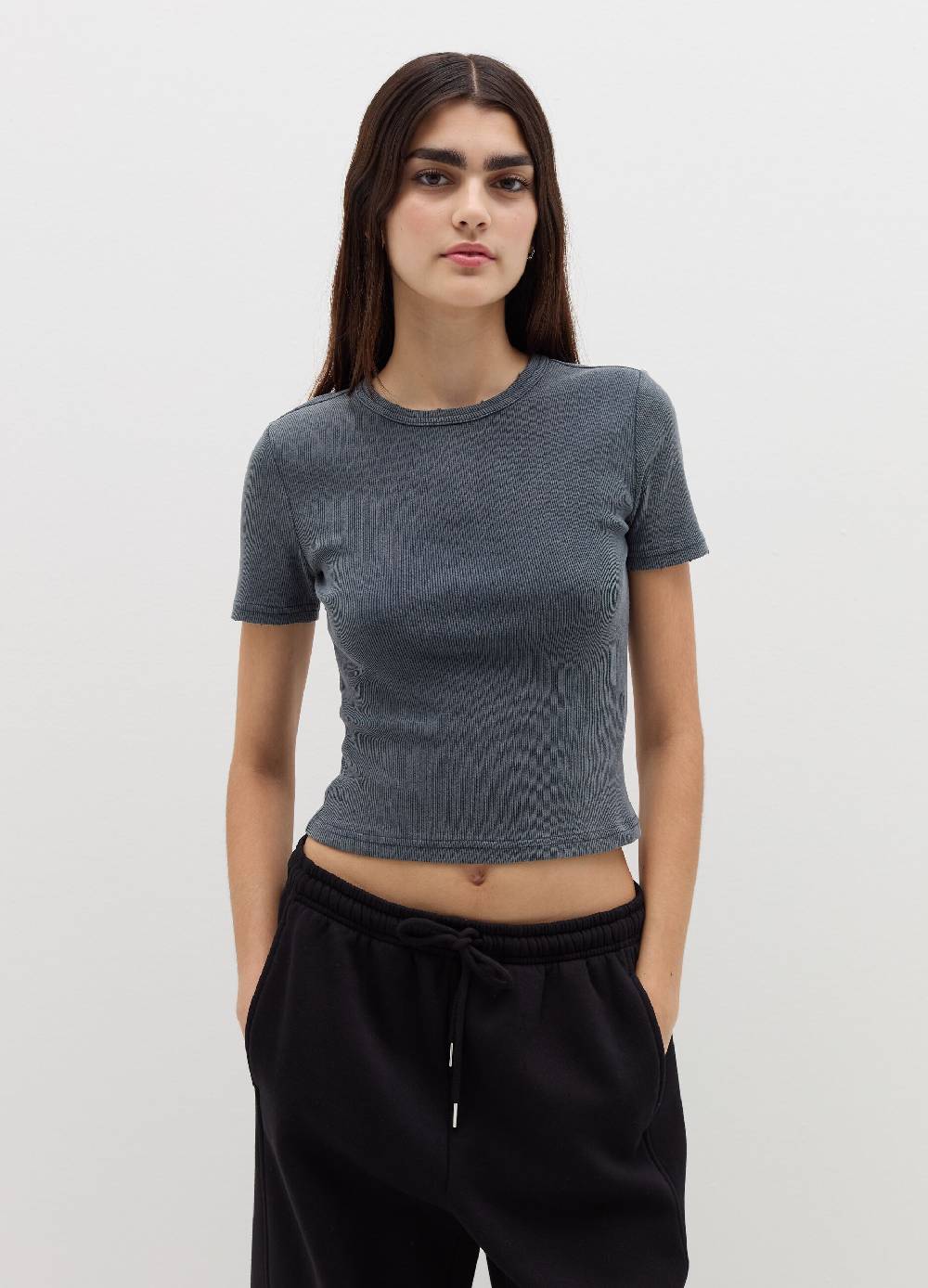 B. ANGEL T-shirt in cotone stretch a costine Economico