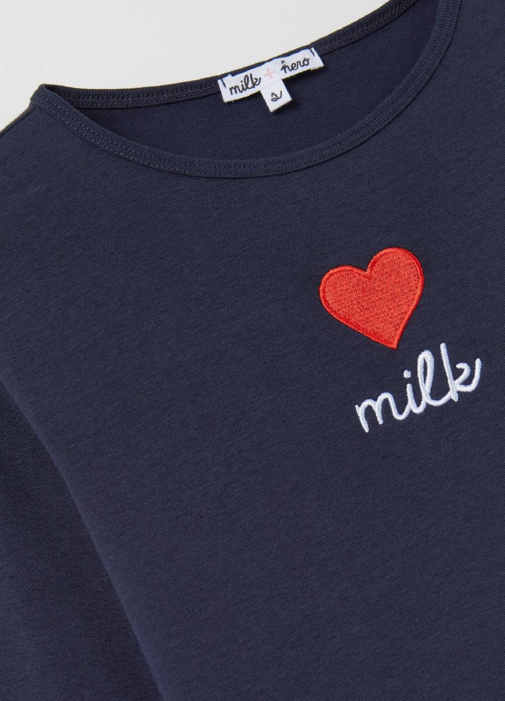 MILK+HERO T-shirt in cotone con maniche lunghe Vendita Economica