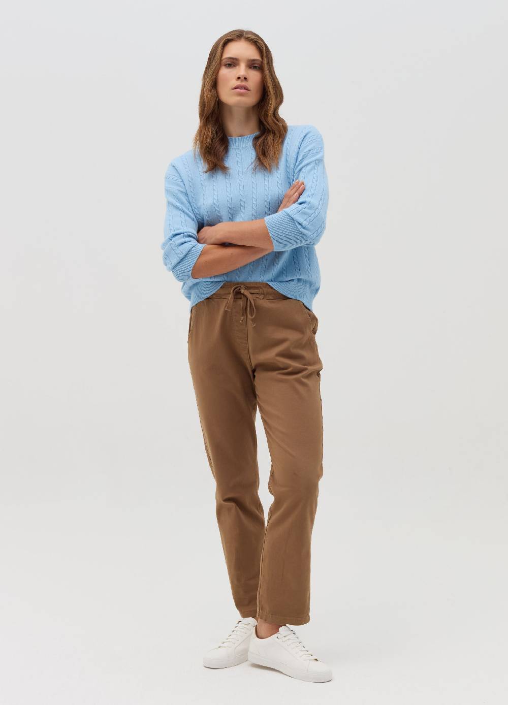 HYBRID Pullover a coste con lavorazione intrecciata