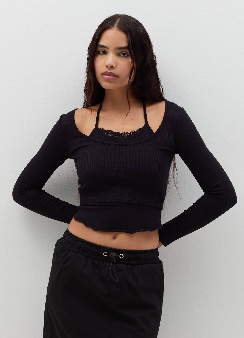 B. ANGEL T-shirt crop con canotta interna
