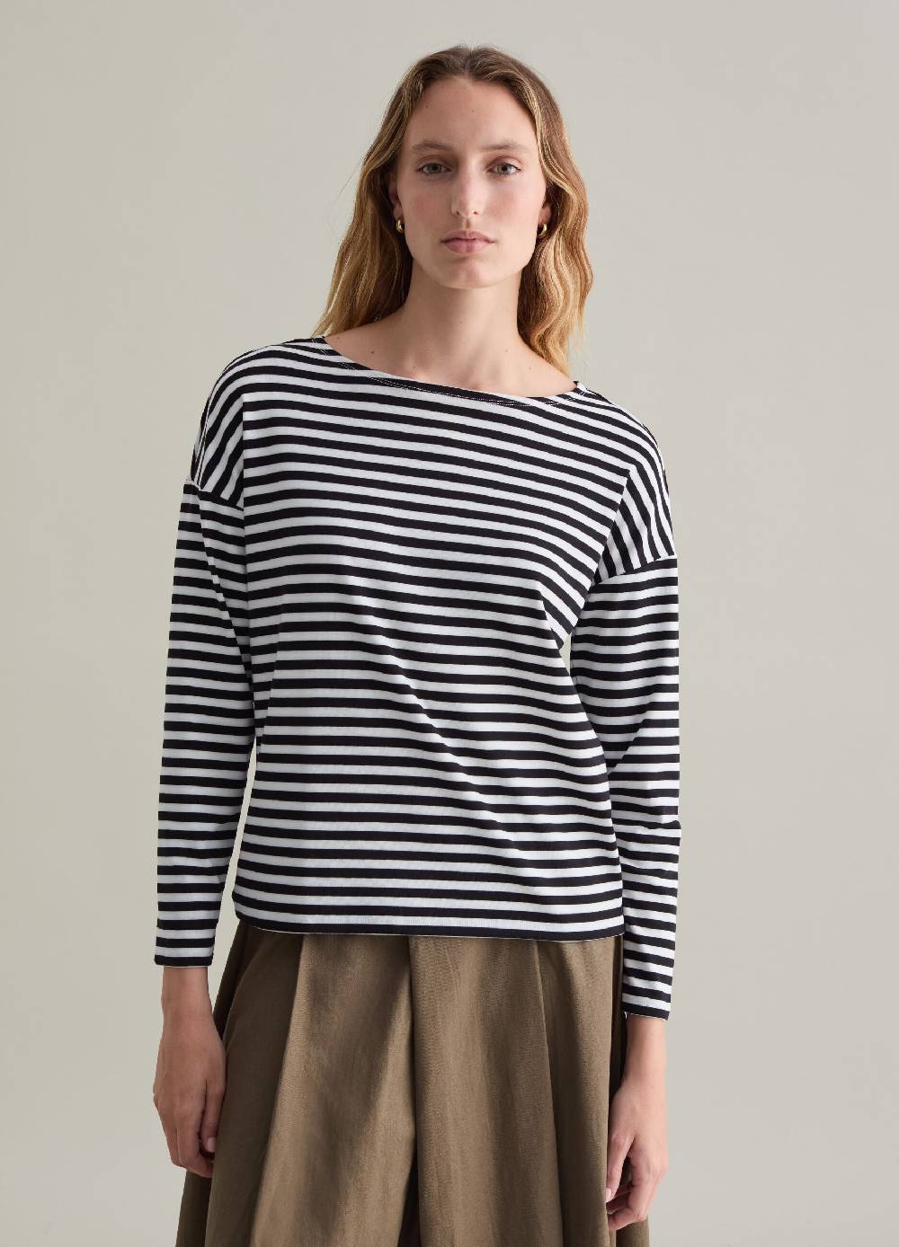 PIOMBO T-shirt a righe con maniche lunghe Economico