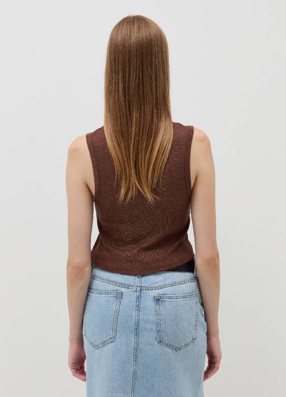 B. ANGEL Tank top crop a costine con lurex Saldi