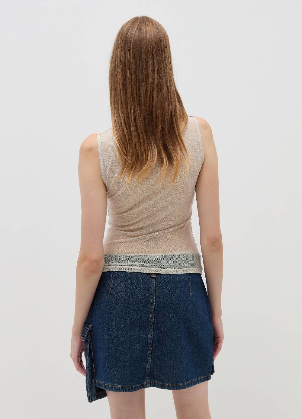 B. ANGEL Top in mesh con arricciatura Vendite Flash