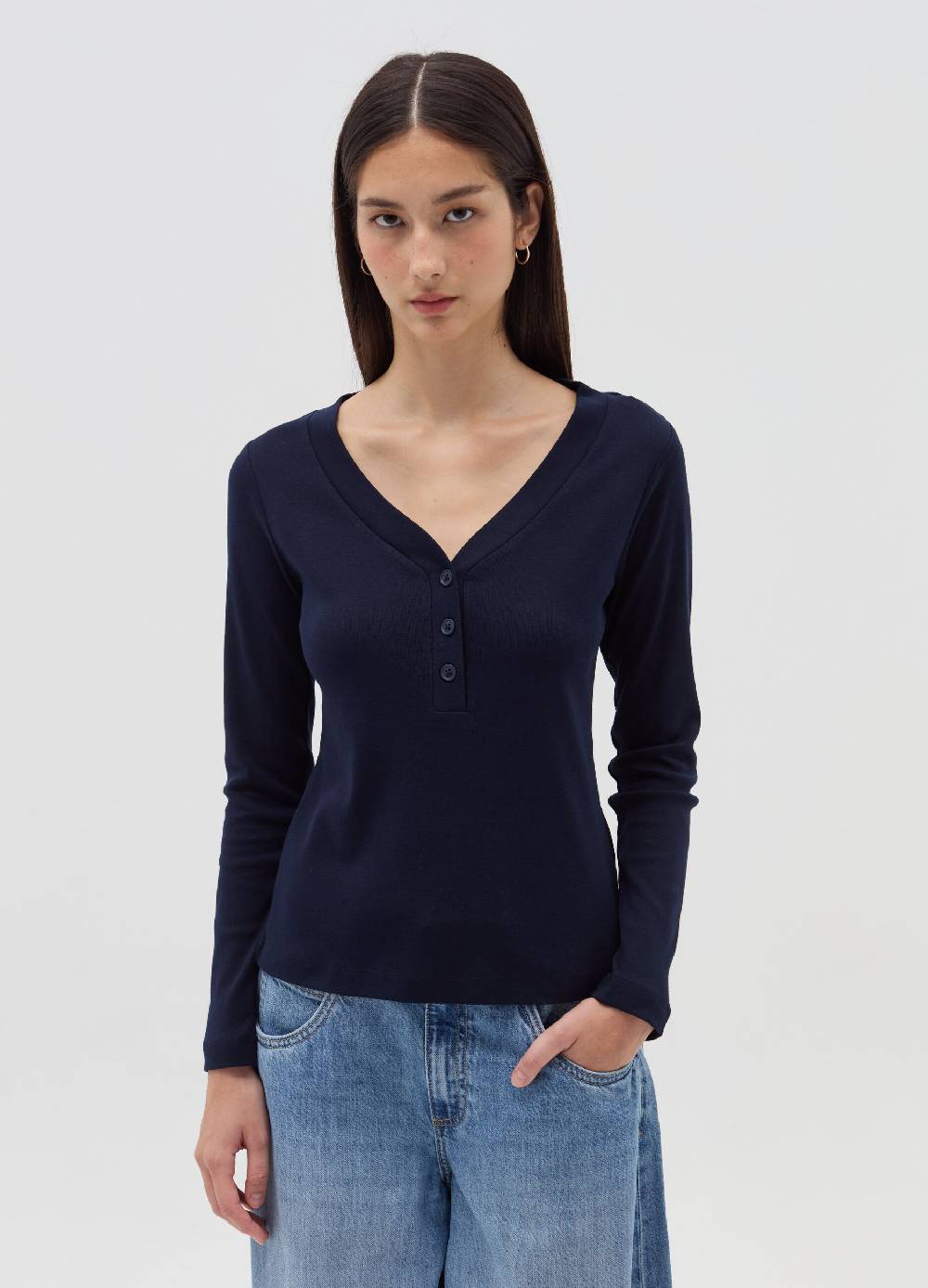 OVS T-shirt maniche lunghe scollo serafino Nuova