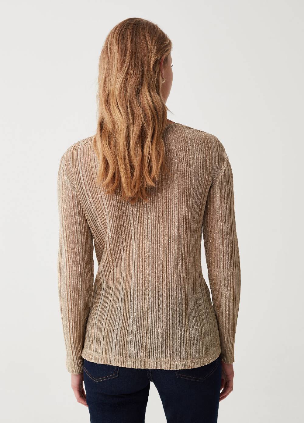 OVS T-shirt in lurex scollo a V con nodo Italy