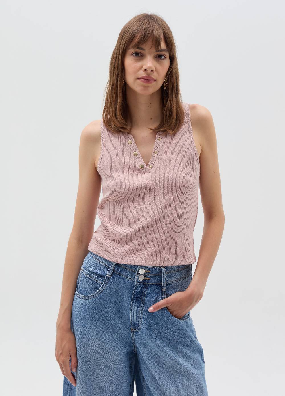 OVS Tank top scollo a V con bottoni Novità