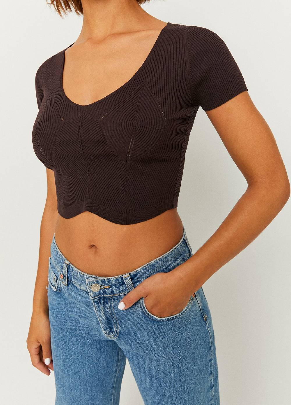 TALLY WEIJL Crop top a costine Saldi