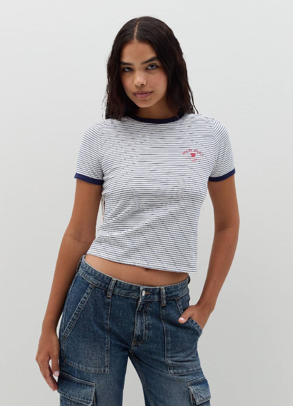 B. ANGEL T-shirt con profili a contrasto e stampa Vendita