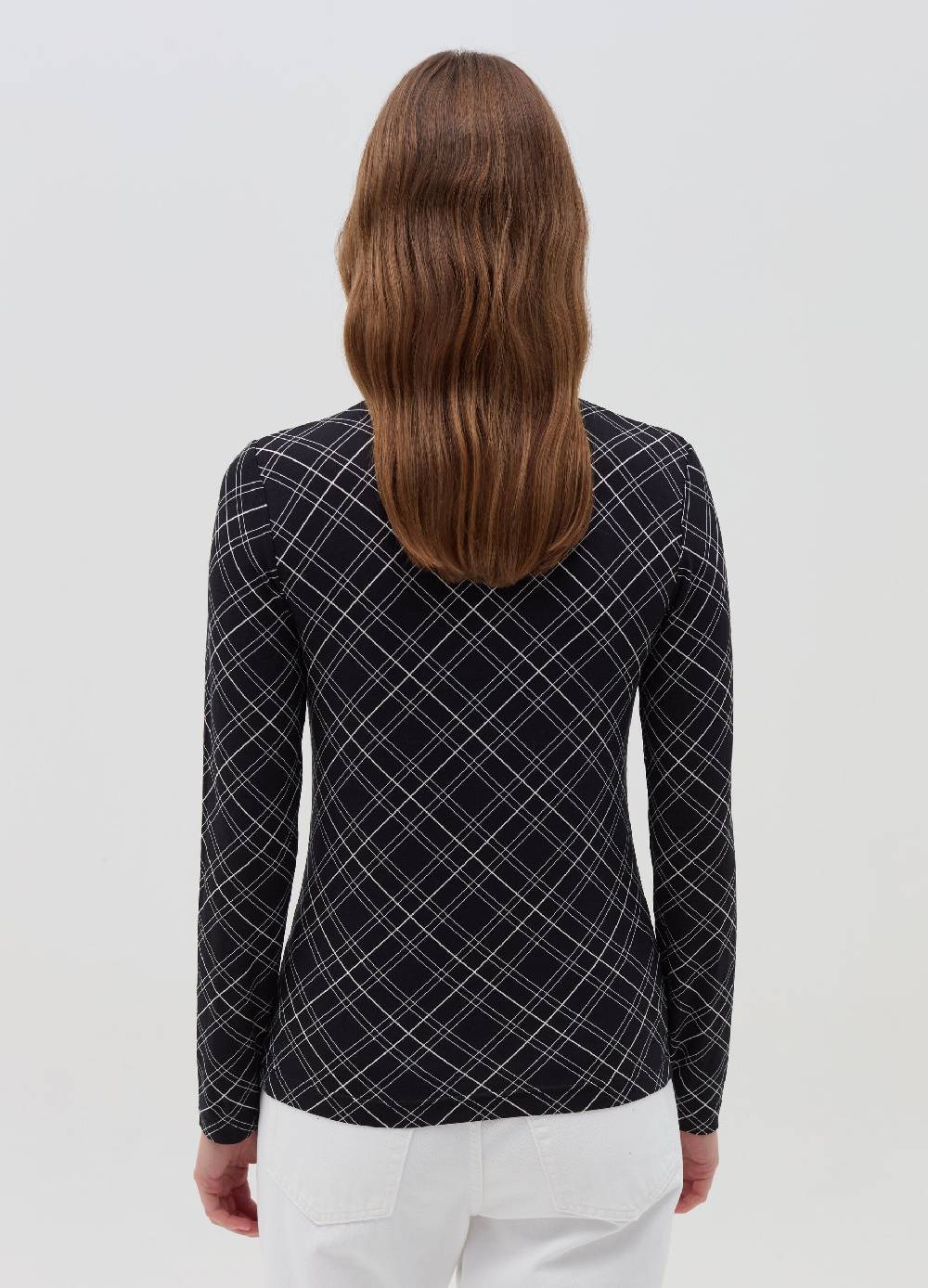 OVS T-shirt mock neck con fantasia check Acquista Ora