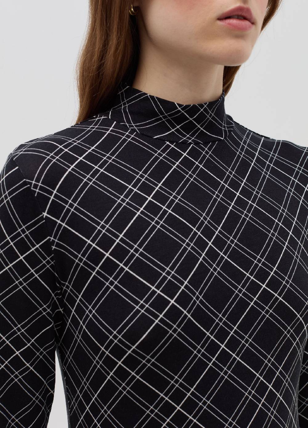 OVS T-shirt mock neck con fantasia check Acquista Ora