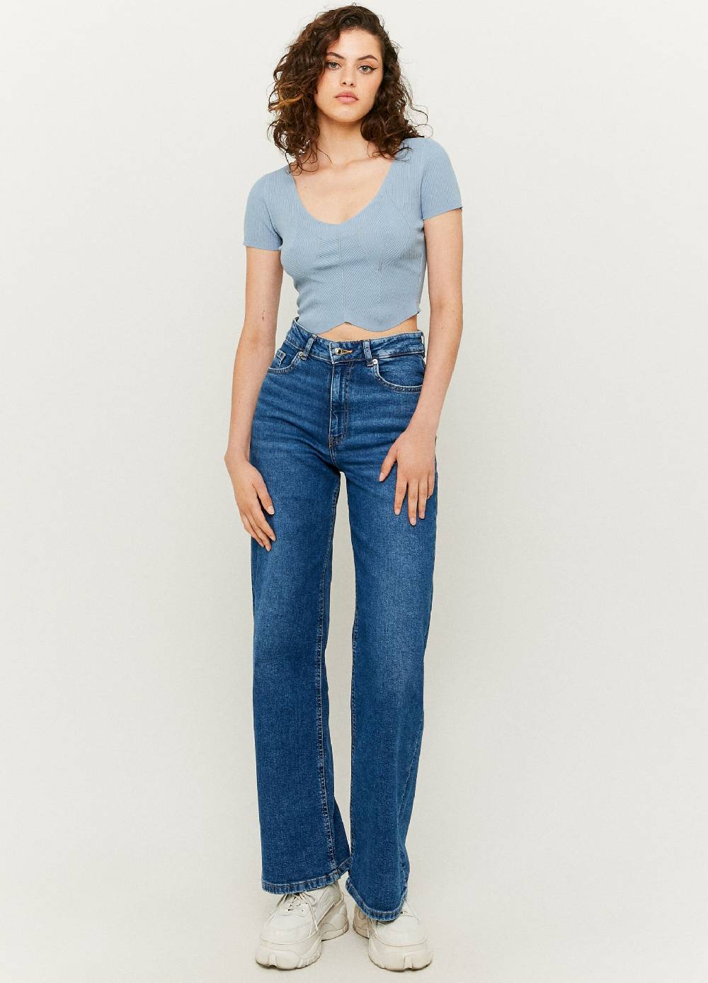TALLY WEIJL Crop top a costine
