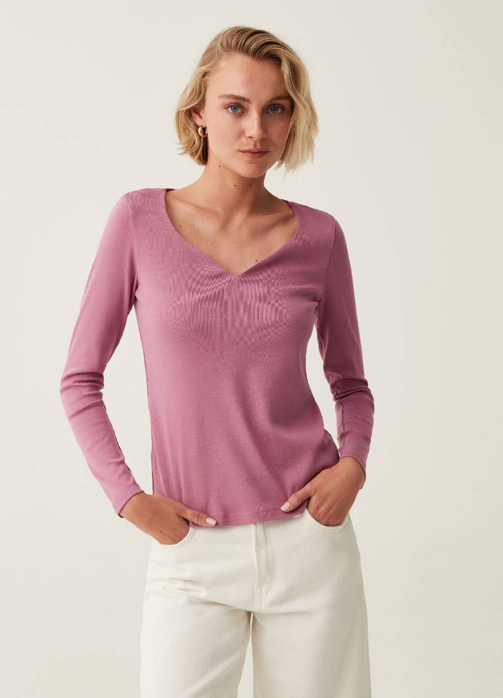 OVS T-shirt a maniche lunghe con scollo a cuore Online
