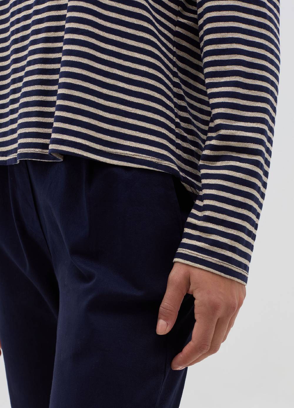HYBRID T-shirt a righe in lurex con maniche lunghe Outlet