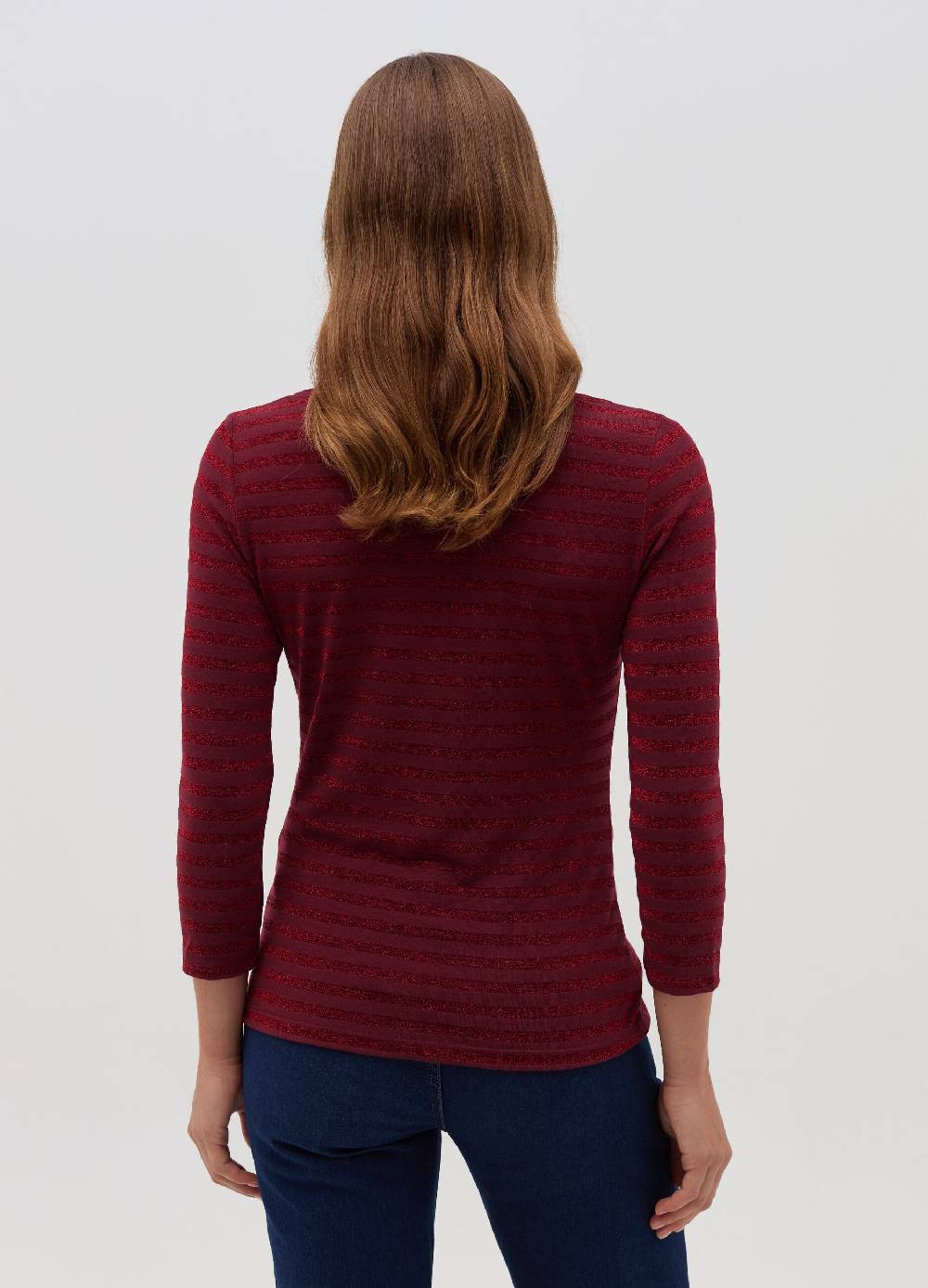 HYBRID T-shirt a righe in lurex maniche a tre quarti Saldi