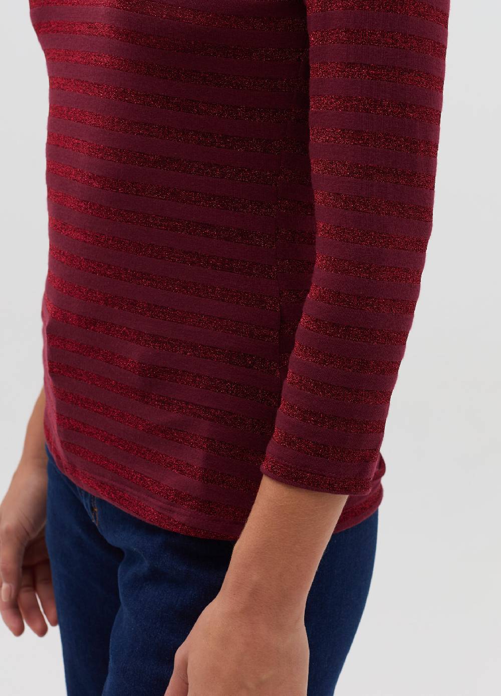 HYBRID T-shirt a righe in lurex maniche a tre quarti Saldi