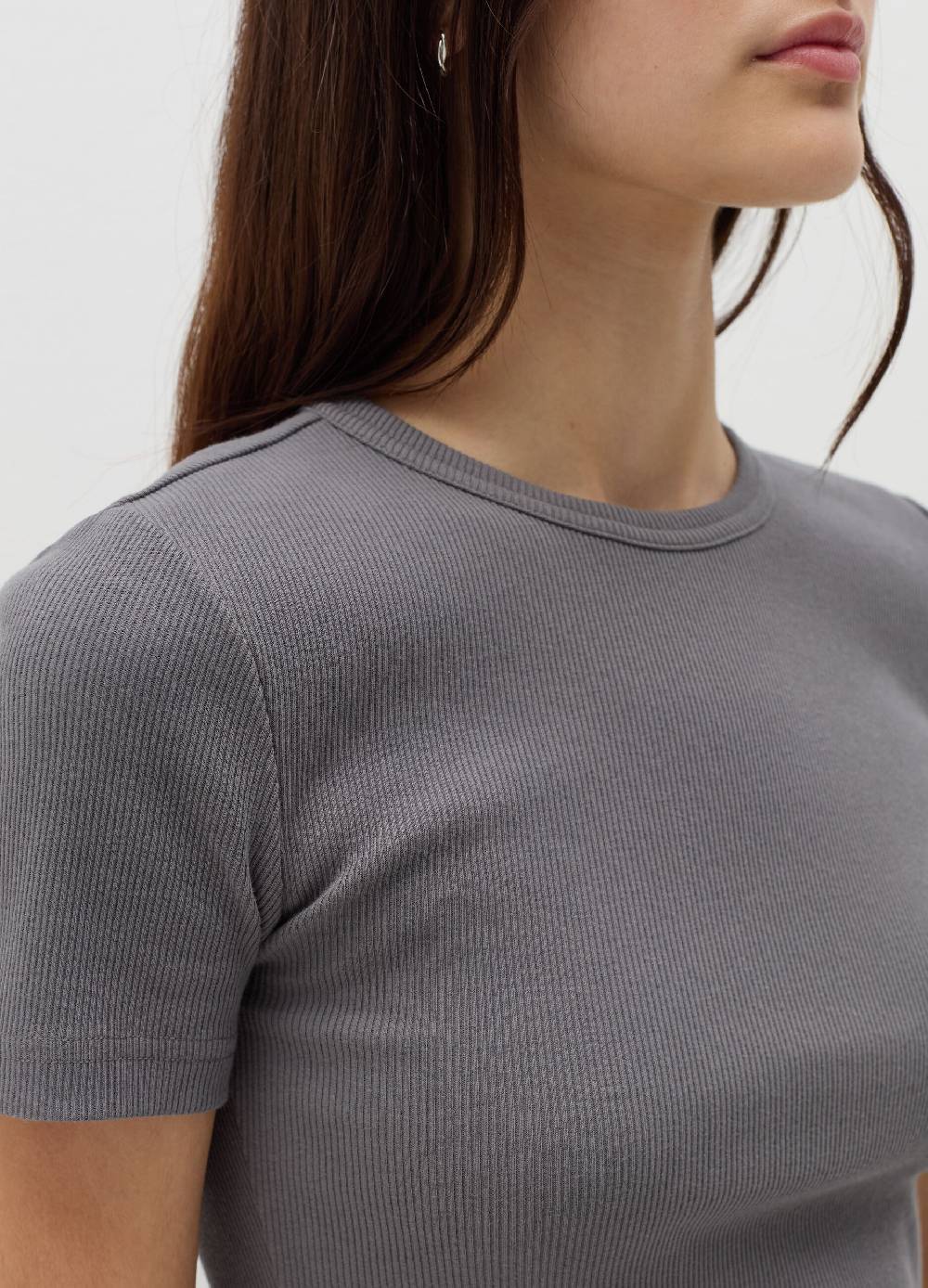 B. ANGEL T-shirt in cotone stretch a costine Saldi Di Fabbrica