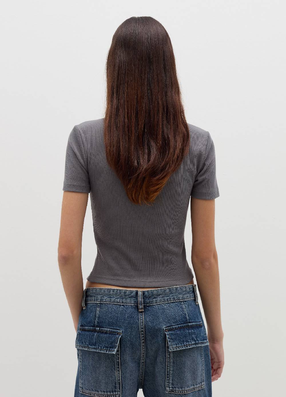 B. ANGEL T-shirt in cotone stretch a costine Saldi Di Fabbrica