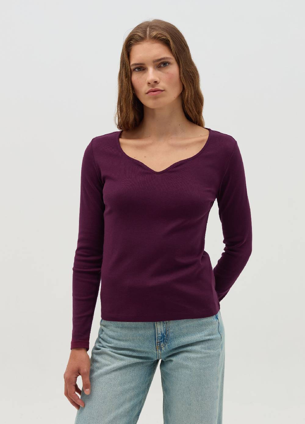 OVS T-shirt a maniche lunghe con scollo a cuore Nuova