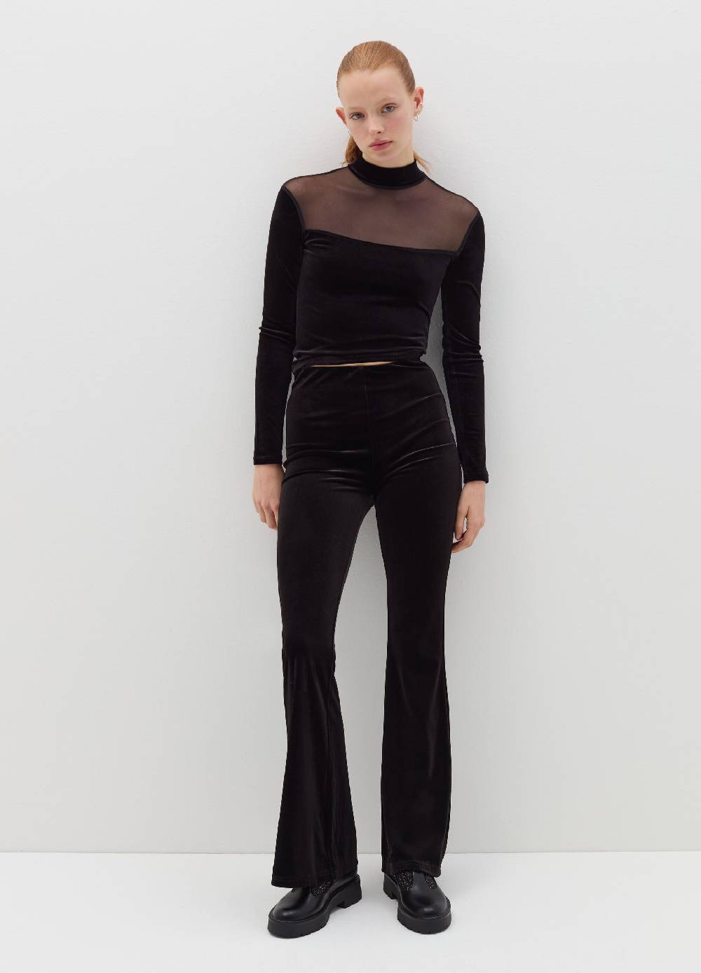 B. ANGEL T-shirt in velluto con inserto in mesh Pezzi Unici