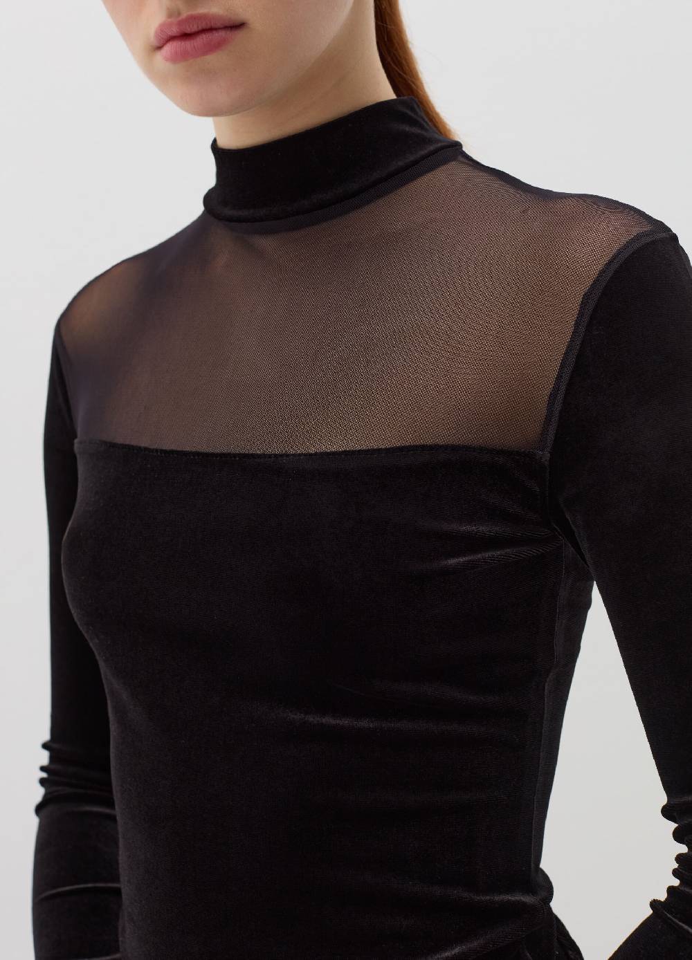 B. ANGEL T-shirt in velluto con inserto in mesh Pezzi Unici