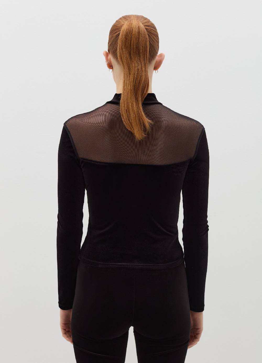 B. ANGEL T-shirt in velluto con inserto in mesh Pezzi Unici