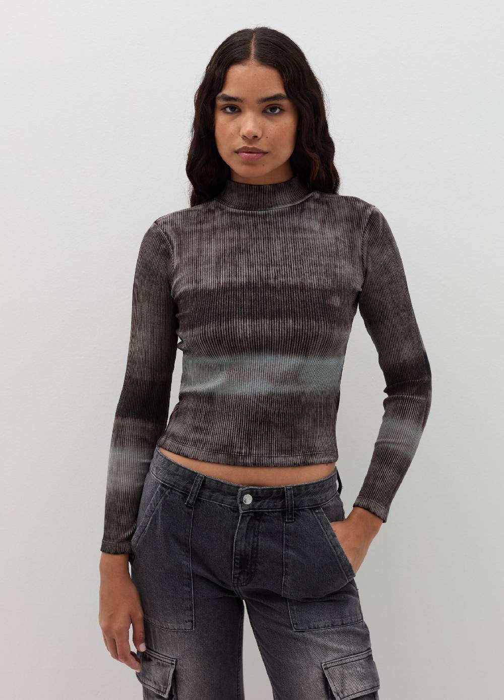 B. ANGEL T-shirt a costine degrade con collo alto Negozi Online
