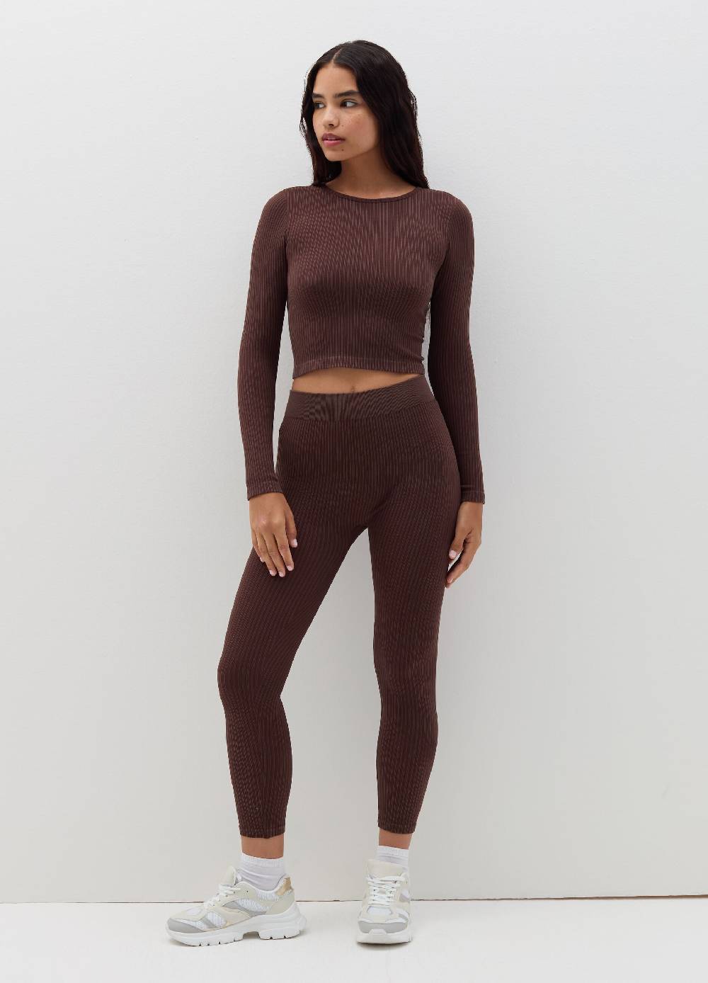 B. ANGEL T-shirt crop a costine con maniche lunghe Online