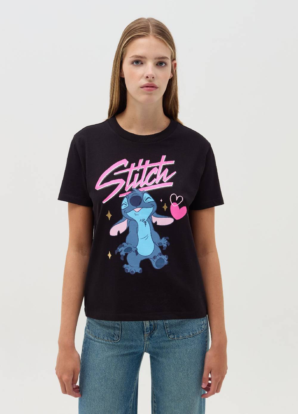 OVS T-shirt in cotone stampa Stitch Vendite Flash