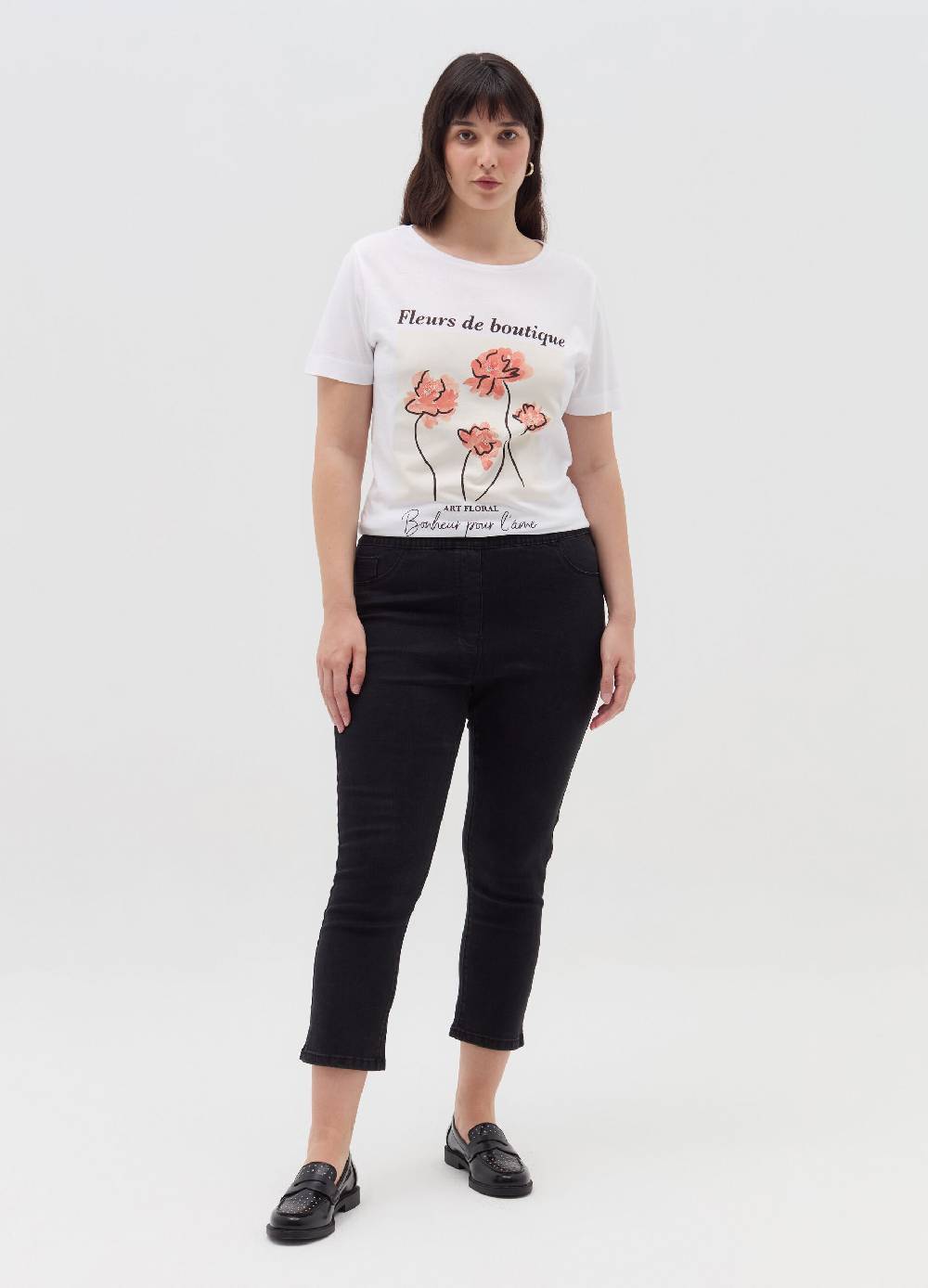 MYA T-shirt in cotone con stampa Curvy Qualità