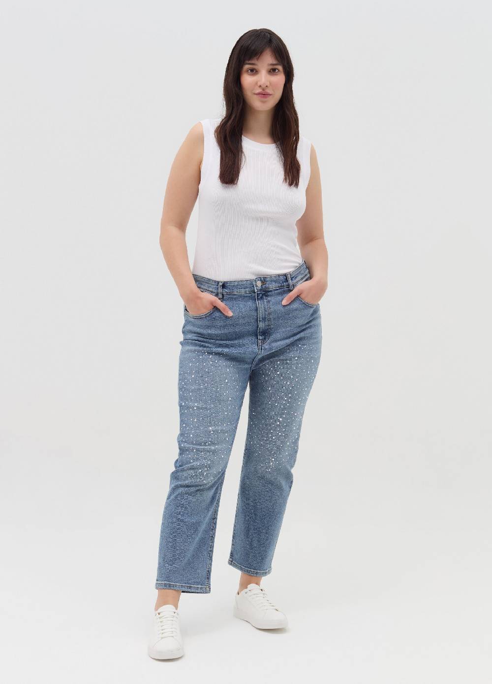 MYA Tank top a costine sottili Curvy Vendita