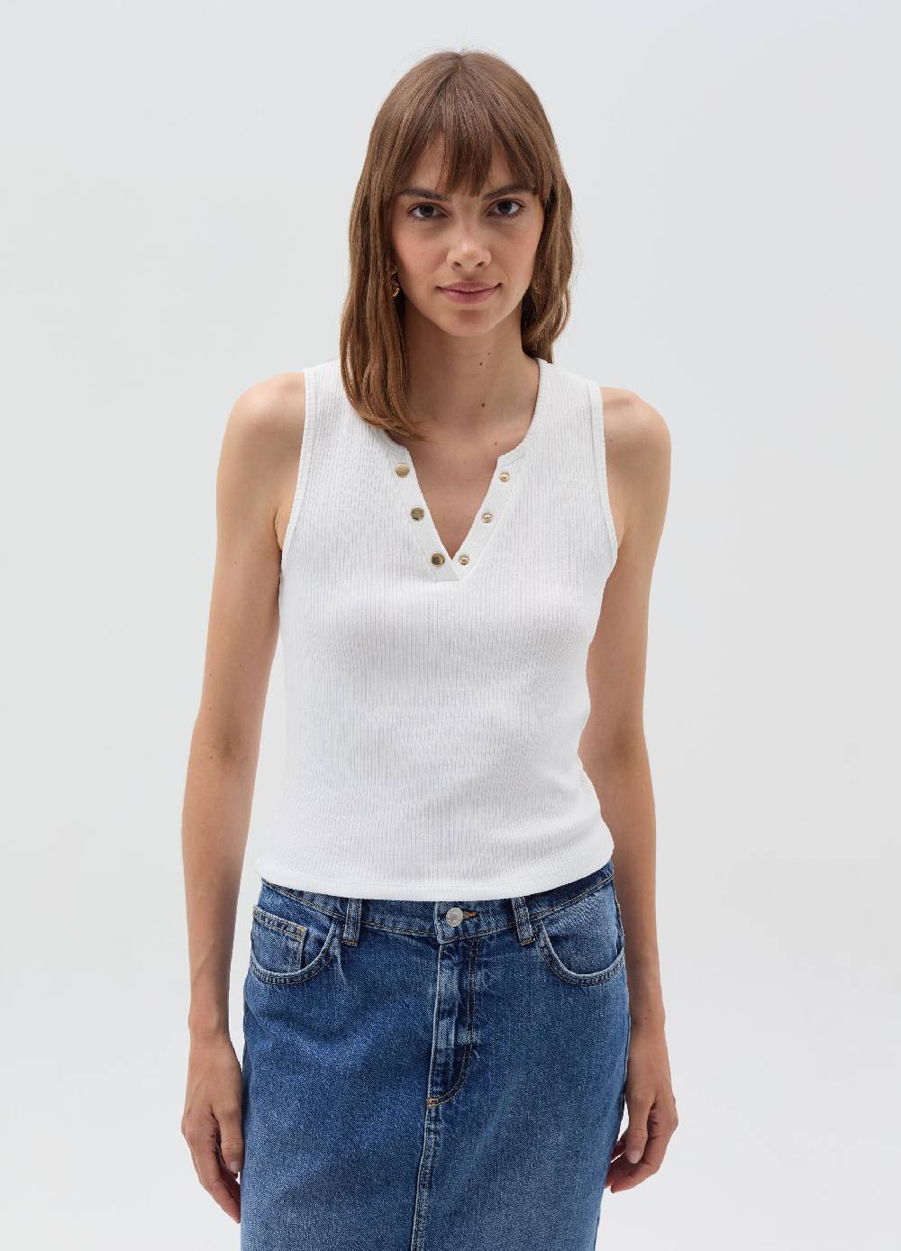 OVS Tank top scollo a V con bottoni Offerta